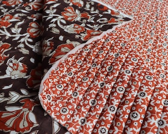 Adriana Cotton Print Brown quilted fabric, designer fabric for jackets, vests, bags, blankets