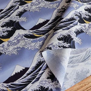 Japanese cotton fabric wave pattern grey-purple 100% cotton