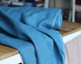 Washed linen, petrol blue, solid color, 170 g/m², linen fabric, Oeko-Tex Standard 100 certified.