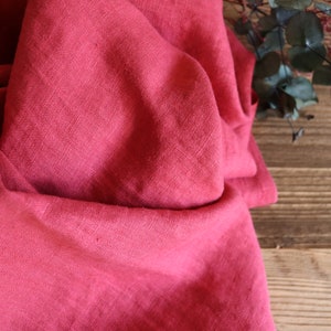 Linen washed raspberry plain 200 g/m2/ linen fabric Oeko Tex 100 image 5