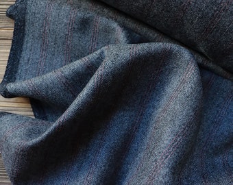 Herringbone Stripes Wool Fabric 360 g/m2 Gray for Blazers, Waistcoats, Trousers made in Italy