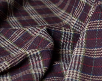 Wool fabric Madrid Tartan 440 g/m2 Aubergine for blazers, vests, trousers made in Italy