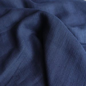 Washed linen Deep ocean Uni 200 g/m2/ Linen fabric Oeko Tex 100