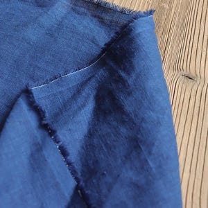 Linen washed navy blue plain 200 g/m2/ Linen fabric Oeko Tex 100