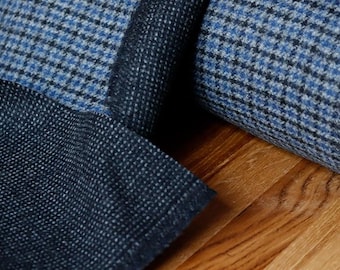 Wool fabric Doubleface Pepita 550 g/m2 grey-blue made in Italy