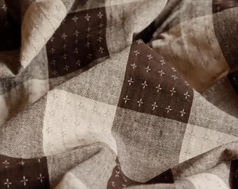 Sashiko brown cotton fabric 150 g/m2 for clothing or accessories