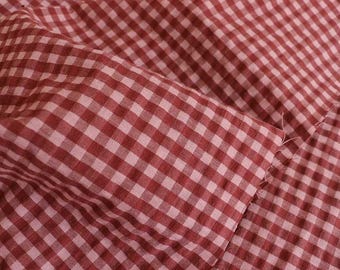 Cotton fabric Rome Seersucker Check Wild Berry for dresses, blouses, trousers, pillows, accessories