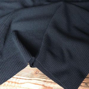 Maglia di lana merino a coste 360 g/m2 nera per maglioni, vestiti, gonne, cappelli e abbigliamento per bambini