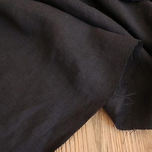 Washed linen black plain 170 g/m2/ Linen fabric Oeko Tex 100