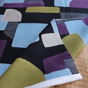 Japanese cotton fabric light abstract black