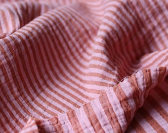 Double Gauze Caramel 120 g/m2 Stripes perfect for trousers, skirts, dresses OEKO Tex