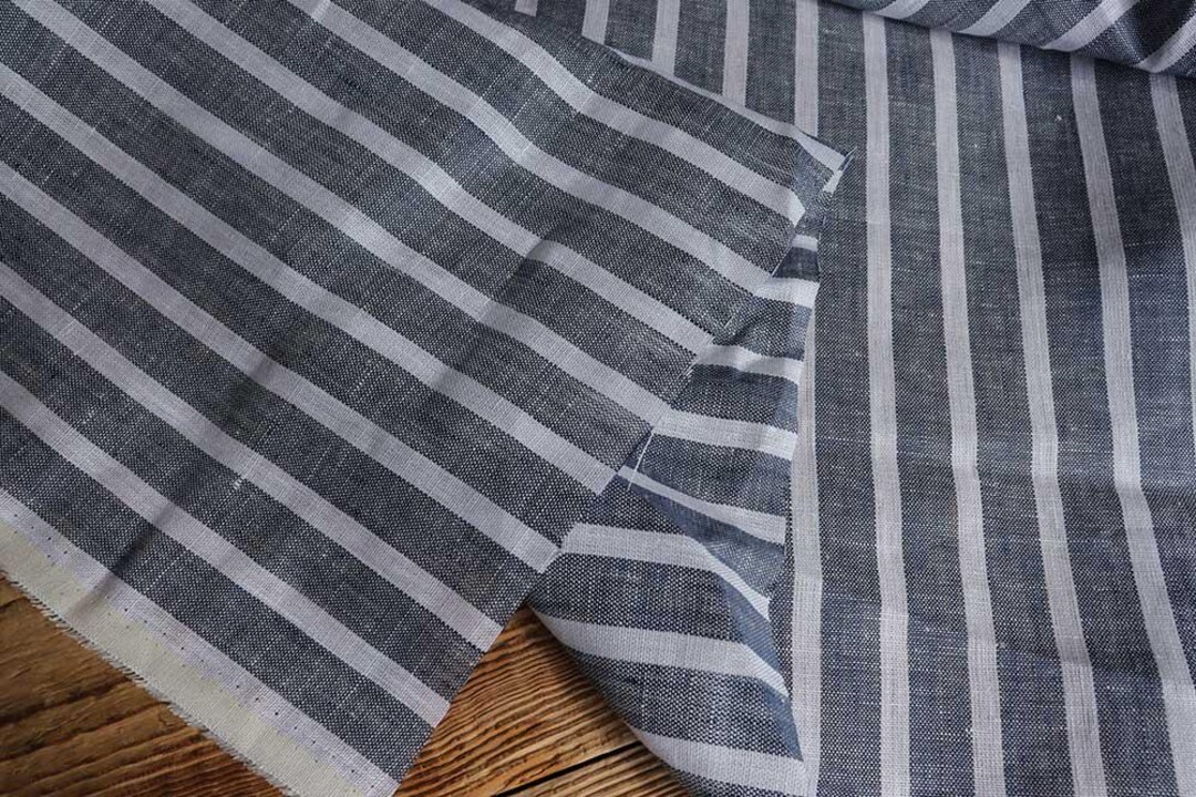 Stonewashed Striped Linen Fabric, 140 G/m, Blue Chambray, for Dresses, Trousers, Blouses, Curtains - Etsy Stonewashed Striped Linen Fabric, 140 G/m, Blue Chambray, for Dresses, Trousers, Blouses, Curtains - Etsy