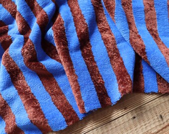 Terry cloth stripes 305 g/m2 nut perfect for ponchos, bathrobes, towels OEKO Tex