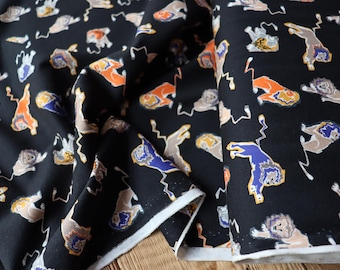 Fine cotton jersey design deadstock leopard print black for tops, dresses, t-shirts
