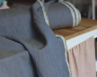 Linen-Tencel blend chambray 170 g/m2 blue green for dresses, trousers, blouses
