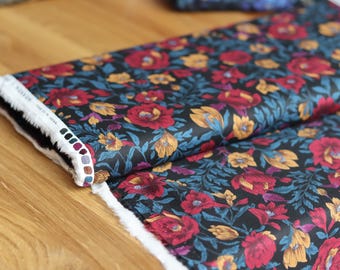 Japanese cotton fabric Hokkoh floral print black