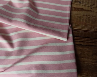 Viscose jersey stripes 190 g/m2 cream - rose for tops, dresses, T-shirts