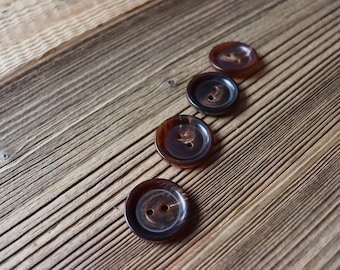 Horn buttons with 2 holes, 28 mm, brown, 1