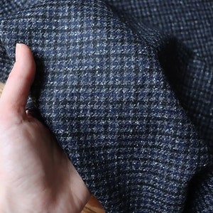 Tessuto lana Pepita 300 g/m2 grigio blu per abiti, pantaloni, camicie made in Italy