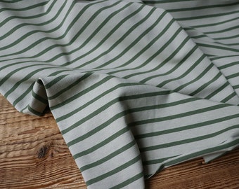 Cotton jersey stripes basil ideal for clothing such as dresses, tops, t-shirts OEKO TEX 100