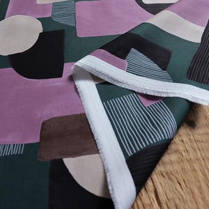 Japanese cotton fabric light abstract dark green