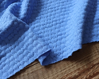 Organic cotton knit waffle 285 g/m2 light blue for cardigans, shirts, tops, dresses