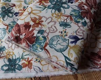Remaining 0.7 m² denim with stretch, printed, 290 g/m², white, for clothing, decoration or accessories