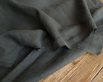 Washed linen khaki brown plain 200 g/m2/ linen fabric Oeko Tex 100