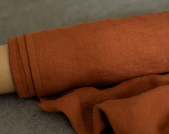 Linen washed Terracotta Uni 200 g/m2/ Linen fabric Oeko Tex 100