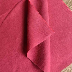 Washed linen raspberry plain 200 g/m2/ Linen fabric Oeko Tex 100