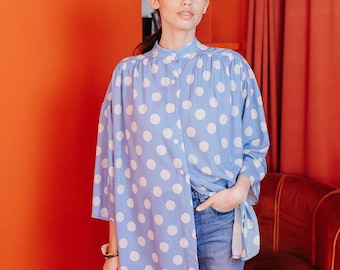 Paper sewing pattern for the Gariguette shirt dress by Cousette in English
