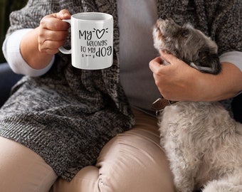 Mug, "My Heart Belongs to my Dog." Perfect for all dog lovers or anyone whose dog has stolen their heart.