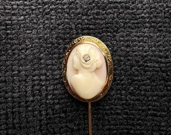 Antique Victorian 14K Gold Cameo Stick Pin