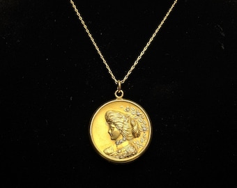 Antique Edwardian Wightman & Hough Company Locket with Automatic Chain Co. Necklace