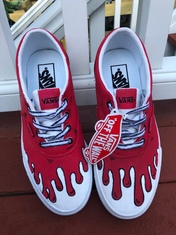 vans slip on red drip