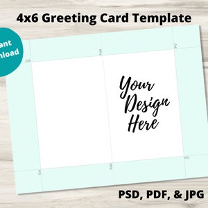 4x6 Greeting Card Template PSD, PDF, & Jpg files, Design Your Own Foldable Greeting Card, Instant Download