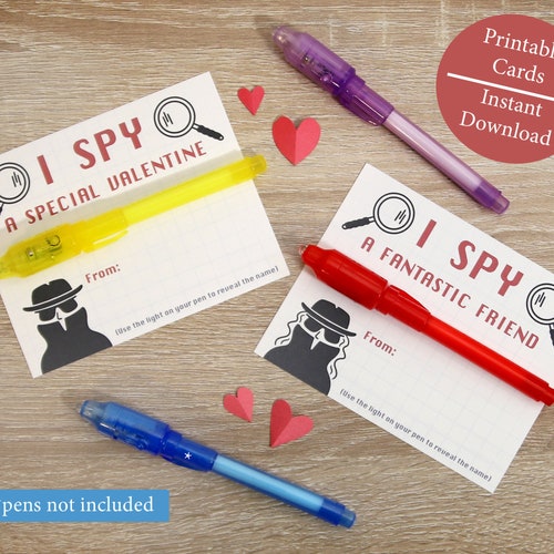 DIY Printable Spy Invisible Ink Pen Valentine Card sugar Etsy