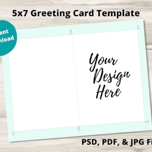 5x7 (A7) Grußkarte Vorlage PSD, PDF & Jpg Dateien, Entwerfen Sie Ihre eigene faltbare Grußkarte, Sofort Download