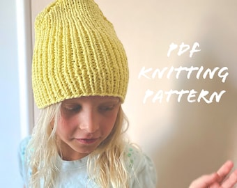 PDF knitting pattern ROCK1  hat and snood beginner friendly knitting (toddler, child, adult sizes)