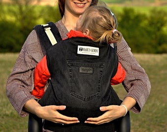 Porte-bébé MARCO GEMINI, porte-bébé en denim, Mei Tai réglable, porte-bébé en denim, porte-bébé Mei Tai en denim, cadeau de baby shower