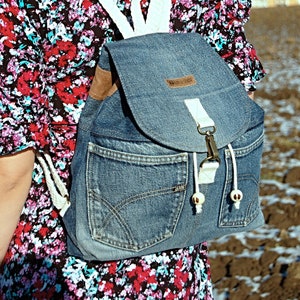 DanceeMangoos Vintage Denim Backpack Jeans Daypack Bag Y2K