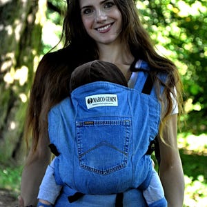 MARCO GEMINI Growing Baby Carrier, Denim Baby Carrier, Mei Tai ajustável, Denim Sling Carrier, Denim Mei Tai Baby Carrier, Presente de chá de bebê