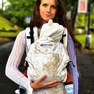 MARCO GEMINI Growing Baby Carrier, Denim Baby Carrier, Mei Tai ajustável, Denim Sling Carrier, Denim Mei Tai Baby Carrier, Presente de chá de bebê