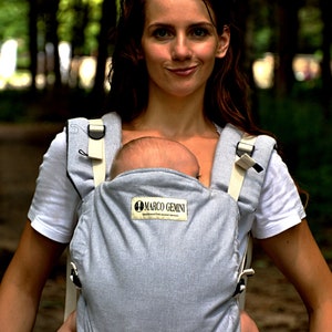 MARCO GEMINI Growing Baby Carrier, Cotton Baby Carrier, Ajustável Mei Tai, Den Sling Carrier, Denim Mei Tai Baby Carrier, Presente de Chá de Bebê