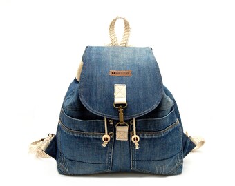 denim backpack purse