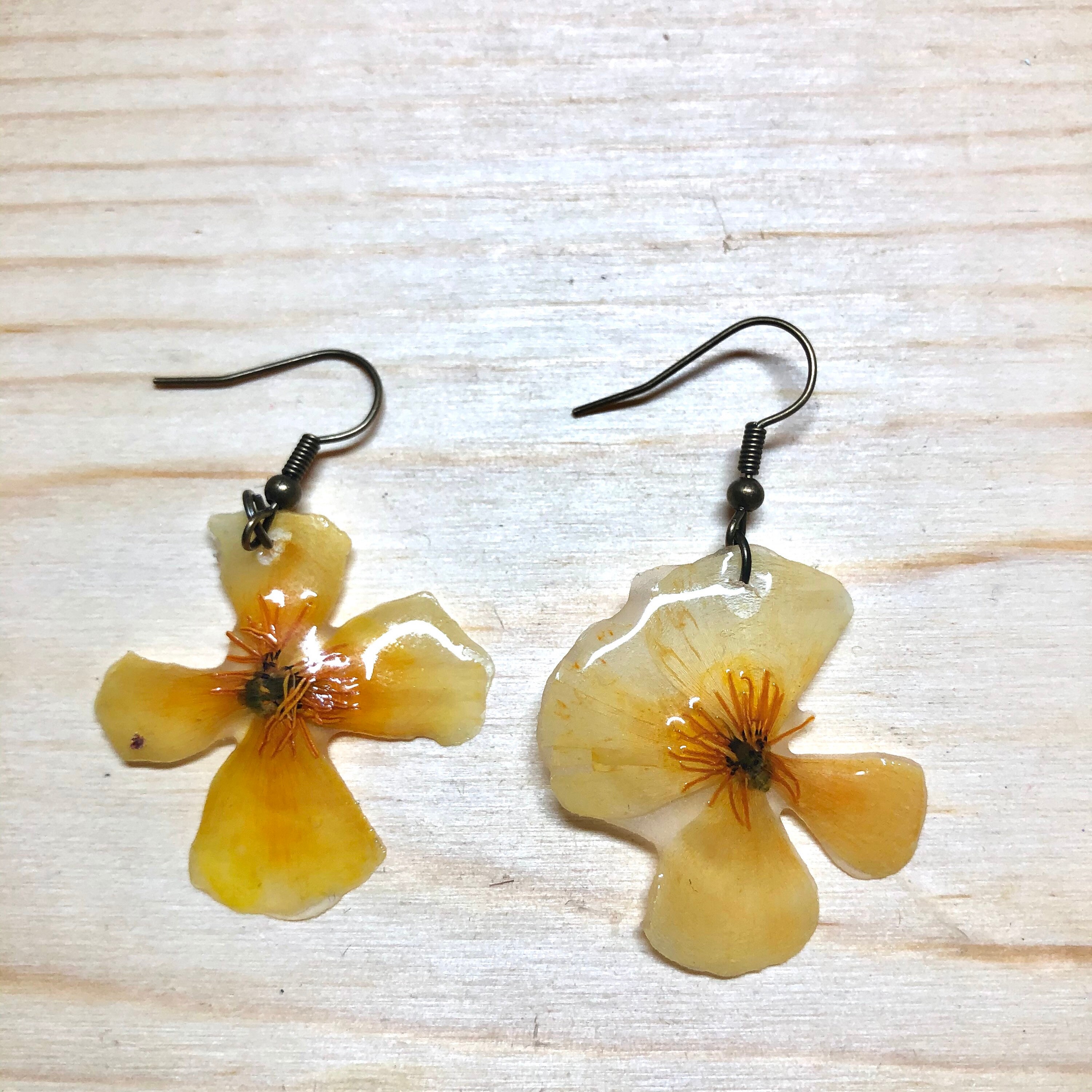 Poppy Resin Earrings Resin Flower Jewelry Real Plant | Etsy
