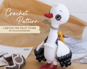 PATTERN | English | Polish | Cajetan the Pilot Stork by FILLE.handmade | Amigurumi, Crochet Pattern | PDF File |