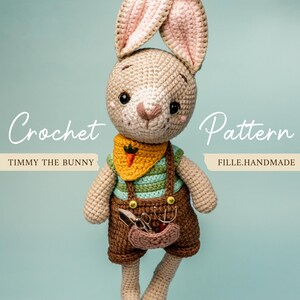 Schema uncinetto PDF / Timmy il CONIGLIETTO / Peluche amigurumi con vestiti rimovibili / Giocattolo fatto a mano per bambini / Peluche fai da te / Fille.handmade