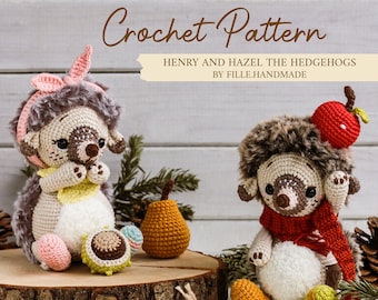 PATTERN | Henry and Hazel the HEDGEHOGS | Plushie with Removable Accessories Clothes | Stuffed Hedgehog Boy Girl | PDF Amigurumi Crochet |