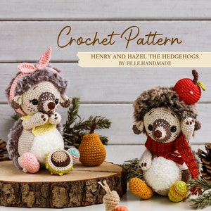 MODELLO / Henry e Hazel i RICCI / Peluche con accessori rimovibili / Riccio di peluche maschio femmina / PDF Amigurumi Uncinetto /